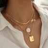 Multi Layer Stackable Necklace, Cool Tone Ins Shell Choker Clavicle Chain for Women