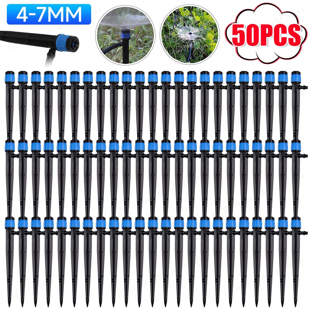 10-50PCS 360° Scattering Sprinkler Watering Dripper Device Garden Farming Flower Lawn Irrigation Nozzle Locked Connect 4/7mm Hos