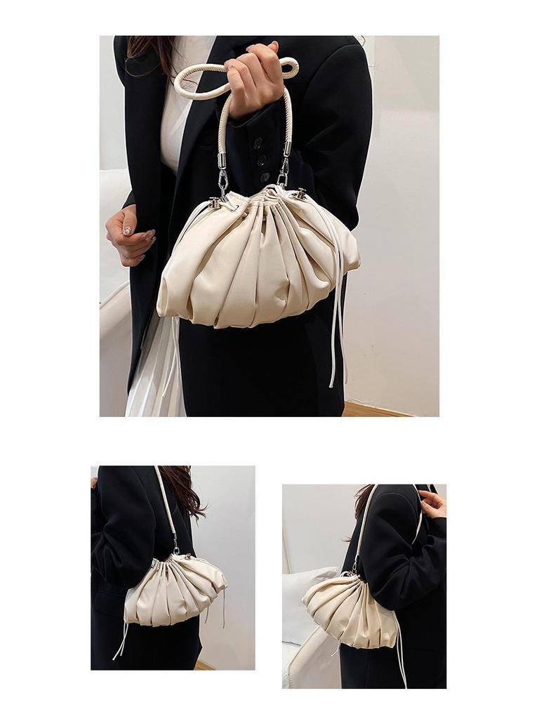 Plissierte Wolke Damen Umhängetasche Knödelform - Trendig, Vielseitig, Großes Fassungsvermögen, Schultertasche mit Kordelzug