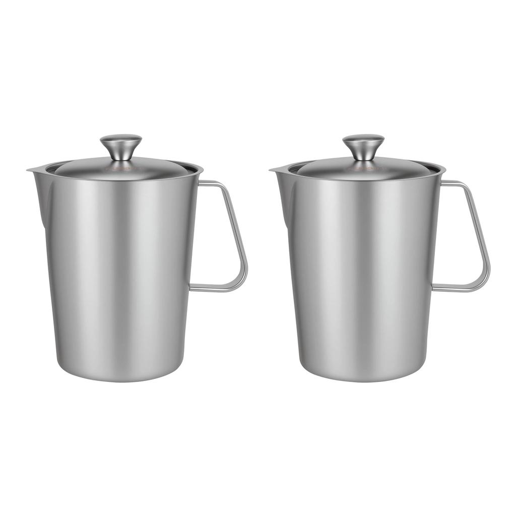 Stainless Steel Milk Coffee Graduated Measuring Cup Latte Art Measuring Cup with Lid Suitable for Home Use and Coffee Shops