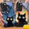 Pisicuță Drăguță Pentru Y72 33S 11 03 36 96 Lite 35 16 Iqoo 12 V40 SE 5G 29 40 21 30 X80 Pro Vivo Carcasă Telefon din Sticlă Călită Negru