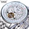 JARAGAR Flying Series Golden Bezel Scale Dial Design Stainless Steel Mens Watch Top Brand Luxury Automatic Mechanical Watch