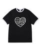 BORN CHAMPS [5 Colors] Heart Chip Women'S Fleece Ringer Short Sleeve T-Shirt B25St51