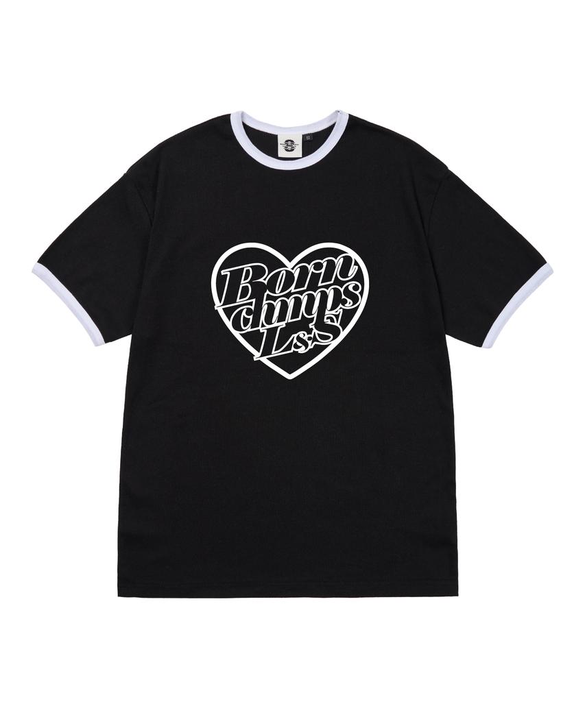 BORN CHAMPS [5 Colors] Heart Chip Women'S Fleece Ringer Short Sleeve T-Shirt B25St51