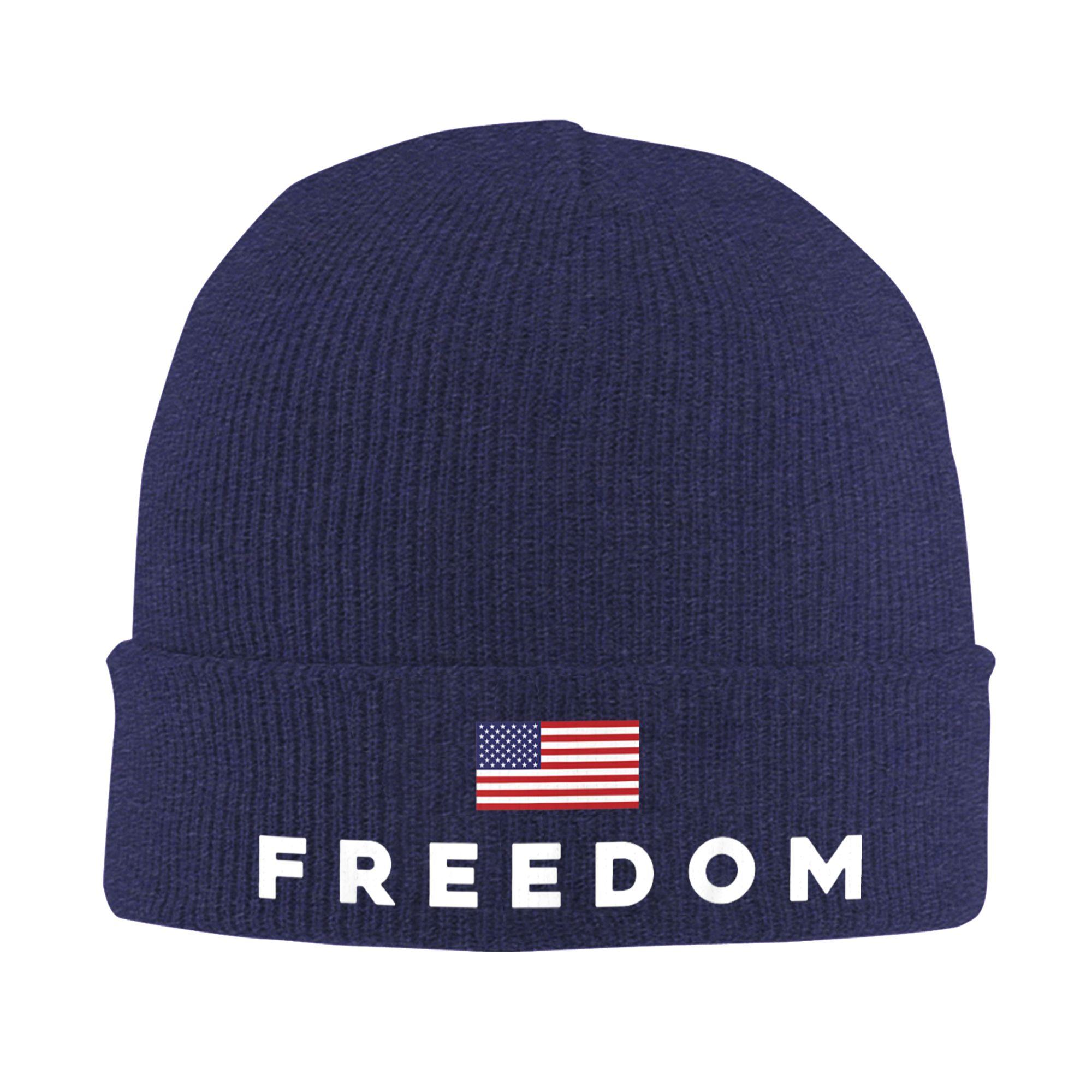 

Freedom USA Flag Knit Hat Retro Caps Men Women Unisex Kpop Beanie Hats Winter Graphic Warm Bonnet Hats One Size