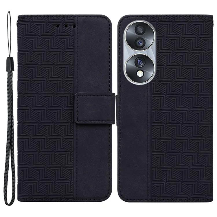 

For Honor 70 5G Imprinted Phone Case PU Leather Drop-proof Flip Phone Cover with Wallet Stand