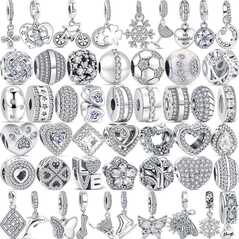 925 srebrny prosty kolor srebrny styl korona serce motyla musujące koralik Fit oryginalny Fasion Charm bransoletka luksusowa biżuteria DIY