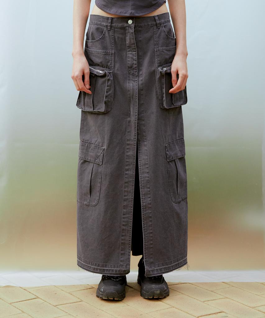 Thirteen Months Cargo Long Skirt (Charcoal)