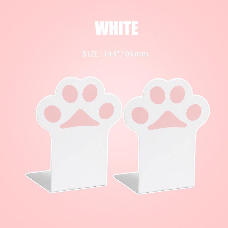 

1 Pair Metal Desktop Bookends Support Cartoon Paw Book Ends Book Stopper Non-Skid For Shelves Office Home Library