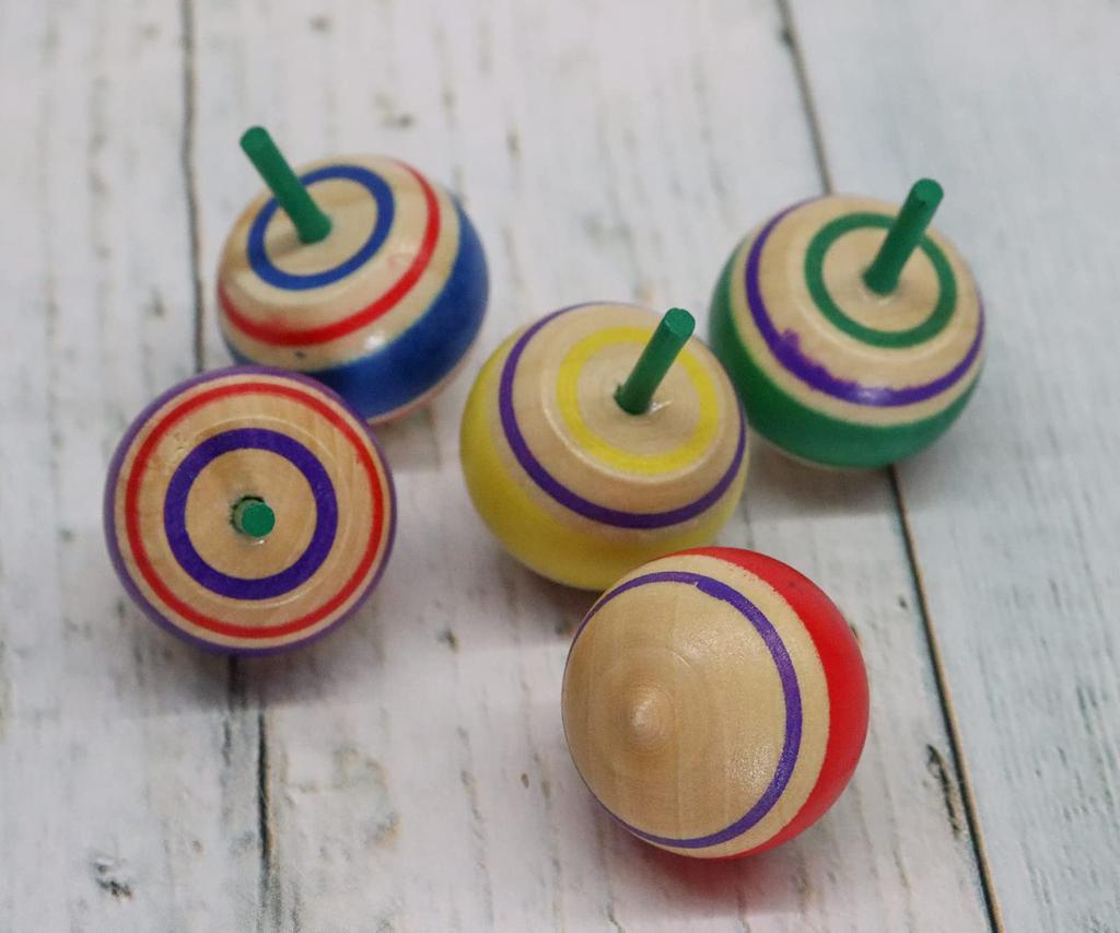 Traditional Wooden Spinning Set of 5 X 20 of for Commercial Use Tops, (Total 100)