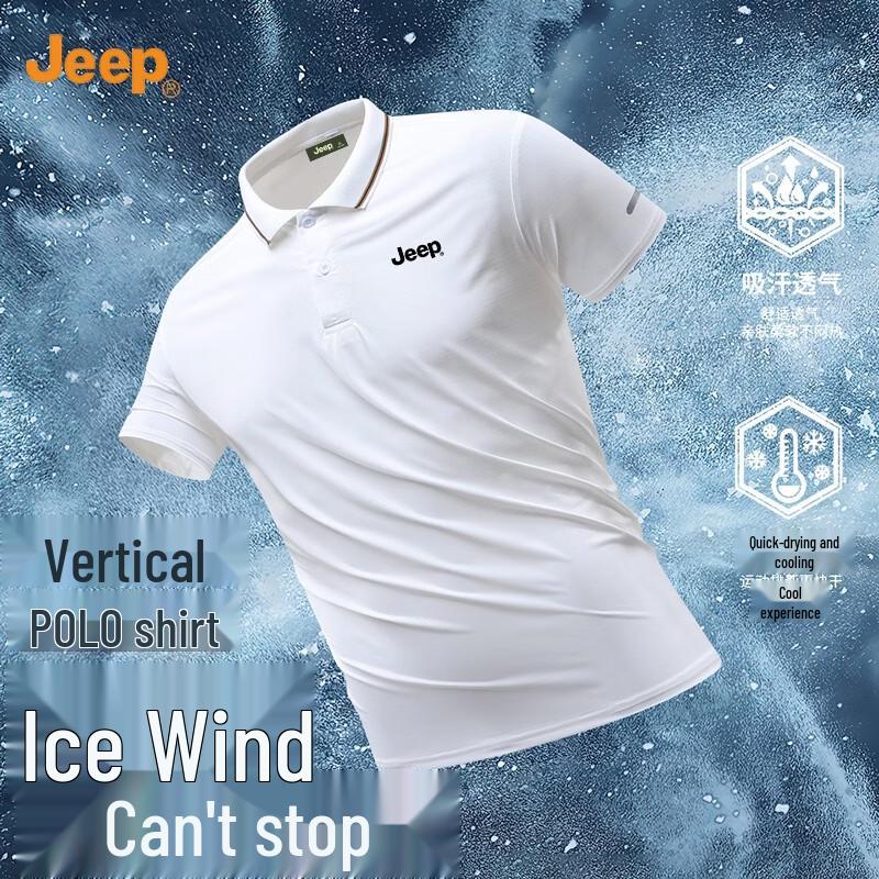 JEEP Men s Ice Silk Mesh Quick-Dry Polo Shirt 5XL