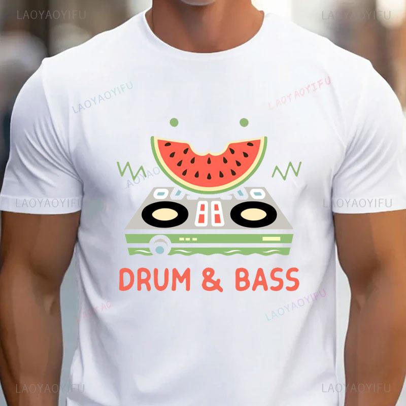 

Watermelon & Drum Bass Graphic Print T-shirt for Summer Trendy Casual Short Sleeve for Outdoor Sports Tees Anime Tshirt 4XL