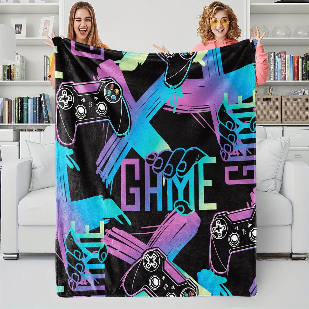 Gamepad-Bedruckte Kuscheldecke Weiche und Gemütliche Plüsch-Überdecke Bettdecke Nickerchen-Decke Perfektes Geschenk für Videospiel-Liebhaber