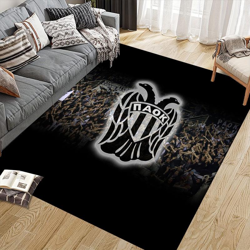 PAOK Flannel Printed Carpet, Home Sofa Decoration for Living Room & Bedroom, Non‑Slip Play Flannel Floor Mat for Game Room