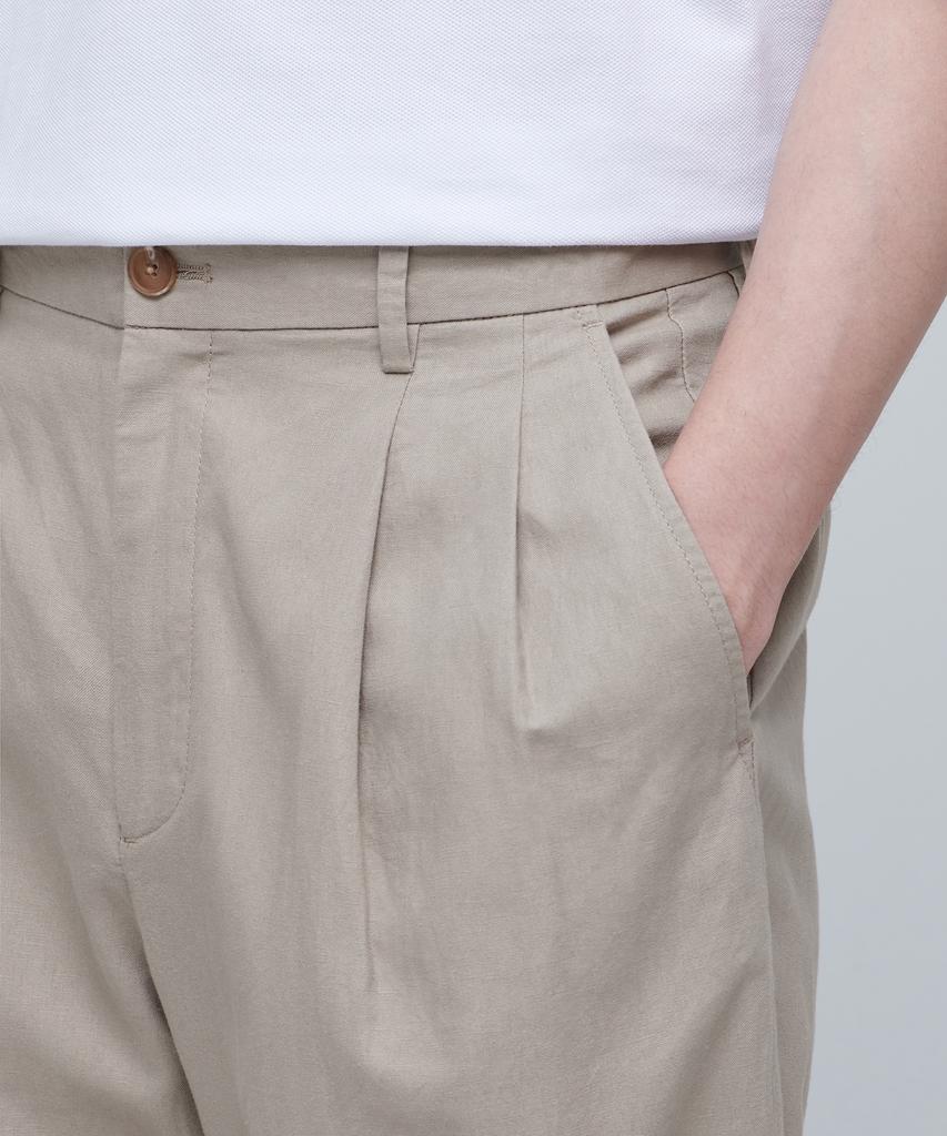 Musinsa Standard Cotton Linen Two-Tuck Wide Pants [Beige]