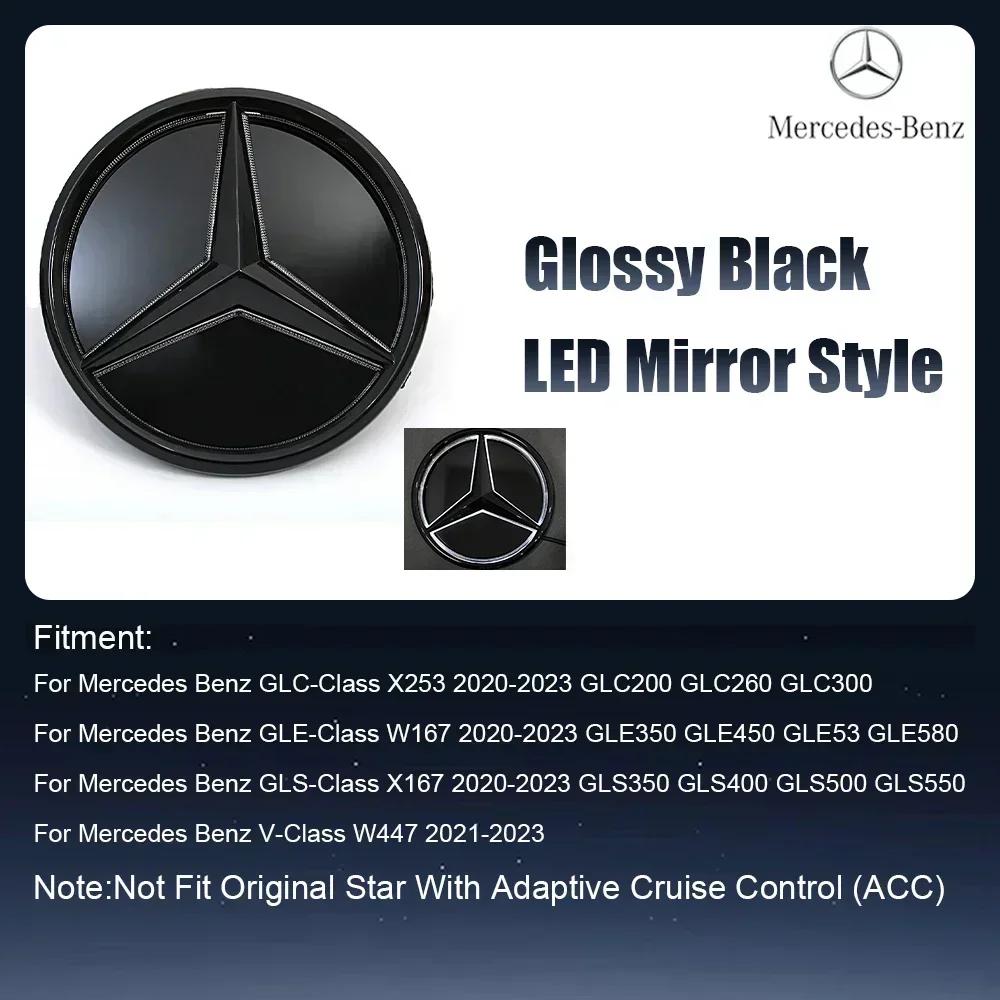 Autoaufkleber 2025 Heiß Für Mercedes Benz Passend Für Mercedes Benz Chrom Silber Frontgrill Spiegel Stern LED Weiß Beleuchtetes Emblem