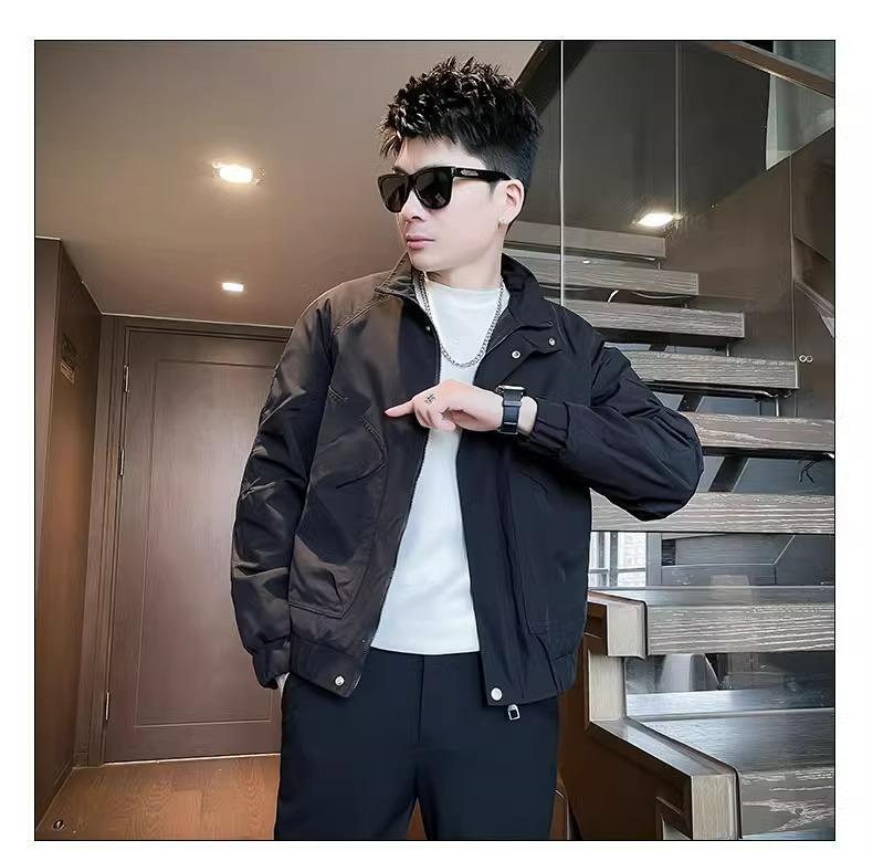 Men's Spring 2025 Stand Collar Casual Solid Color Jacket