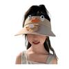 Kids Hat with Built-in Fan Cartoon Shape Oversized Brim UV-Resistant Sun Hat Cartoon Style Adjustable Wind Speed Hat