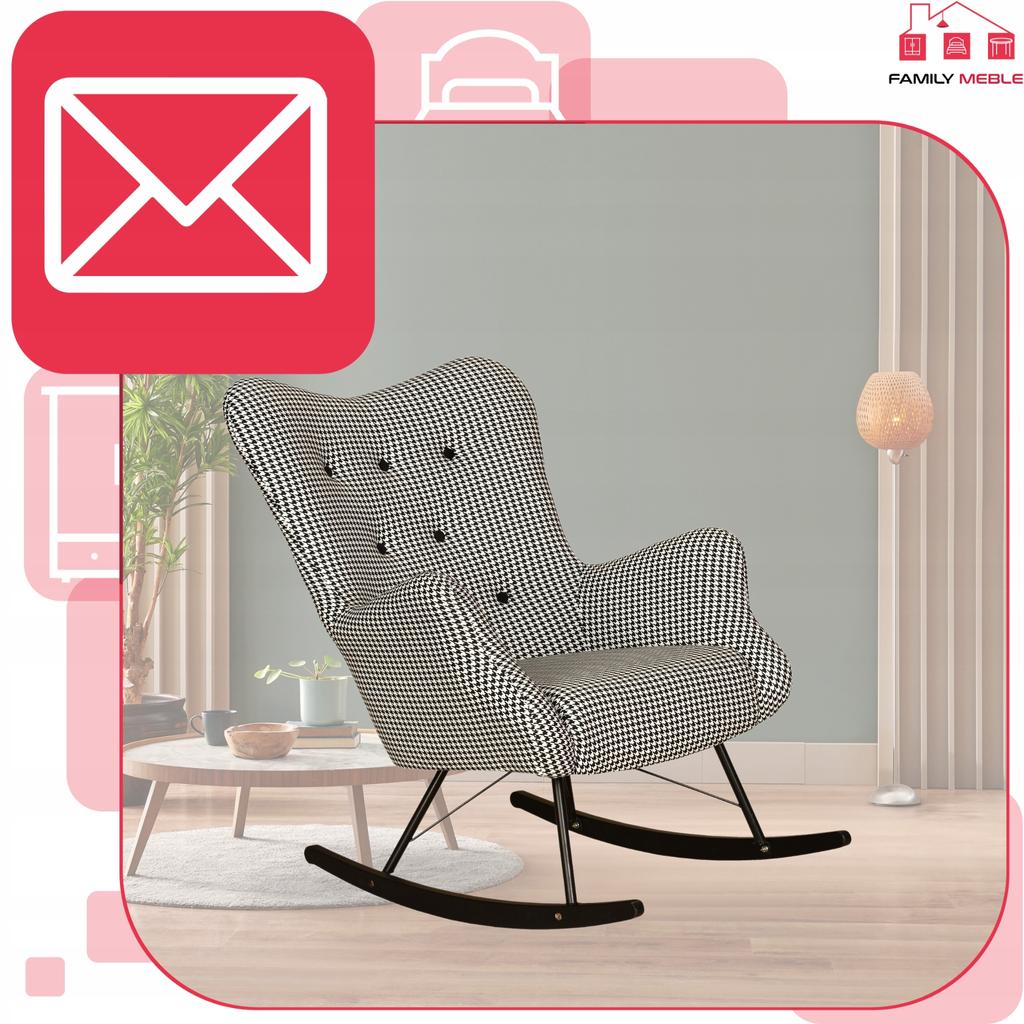 Luna Print Scandinavian Wing Chair, Rocking On Runners, Family Meble, Houndstooth
