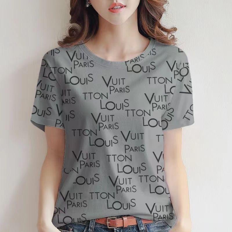 

Футболка с коротким рукавом и круглым вырезом с буквенным принтом для женщин, летняя, новая, стильная, простая, свободная, повседневная футболка 2XL серый