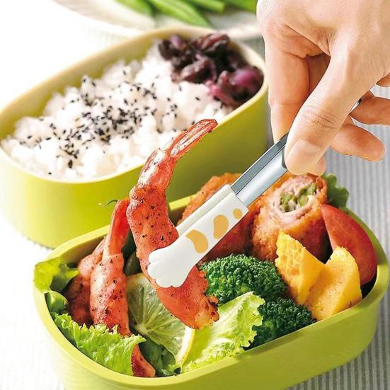 3Pcs/set Kitchen Tongs Stainless Steel Cartoon Cat Paw Shape Bread Tongs Heat-Resistant Non-Slip Handle Pliers Cooking Tools