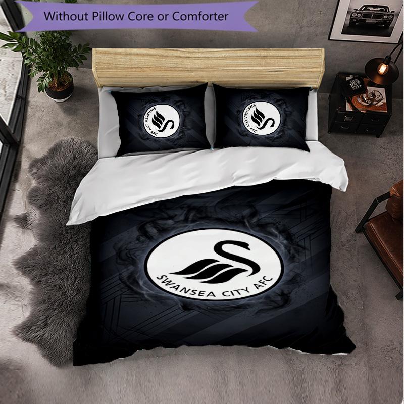 Biancheria da letto a tema Swansea City Set 3 Pezzi Copripiumino Biancheria da letto Decorativa Per Stanza Adolescenti Decorazione Casa
