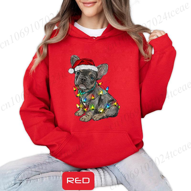 Christmas Dachshund Printed Hooded Sweatshirt Merry Christmas Women's Loose Hoodies Xmas Dog Cartoon Anime Hoody Clothing