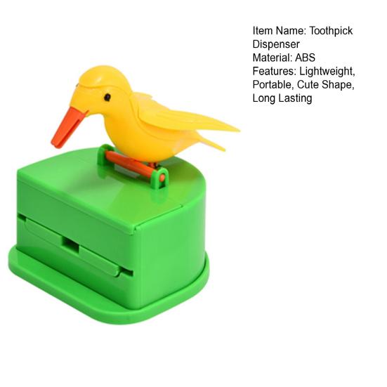 Woodpecker Toothpick Dispenser Smooth Edge Burr-Free Cute Little Bird Push-Type Automatic Toothpick Holder Decor