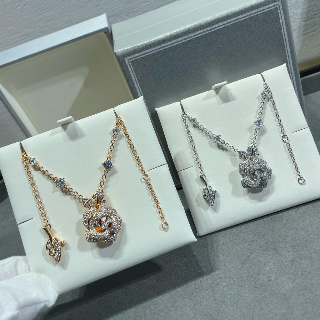 Vintage Hot Brand Women's Necklace Luxury Jewelry For Women Designer Pendant Pure 925 Sterling Silver Rose Gold Flower Necklaces