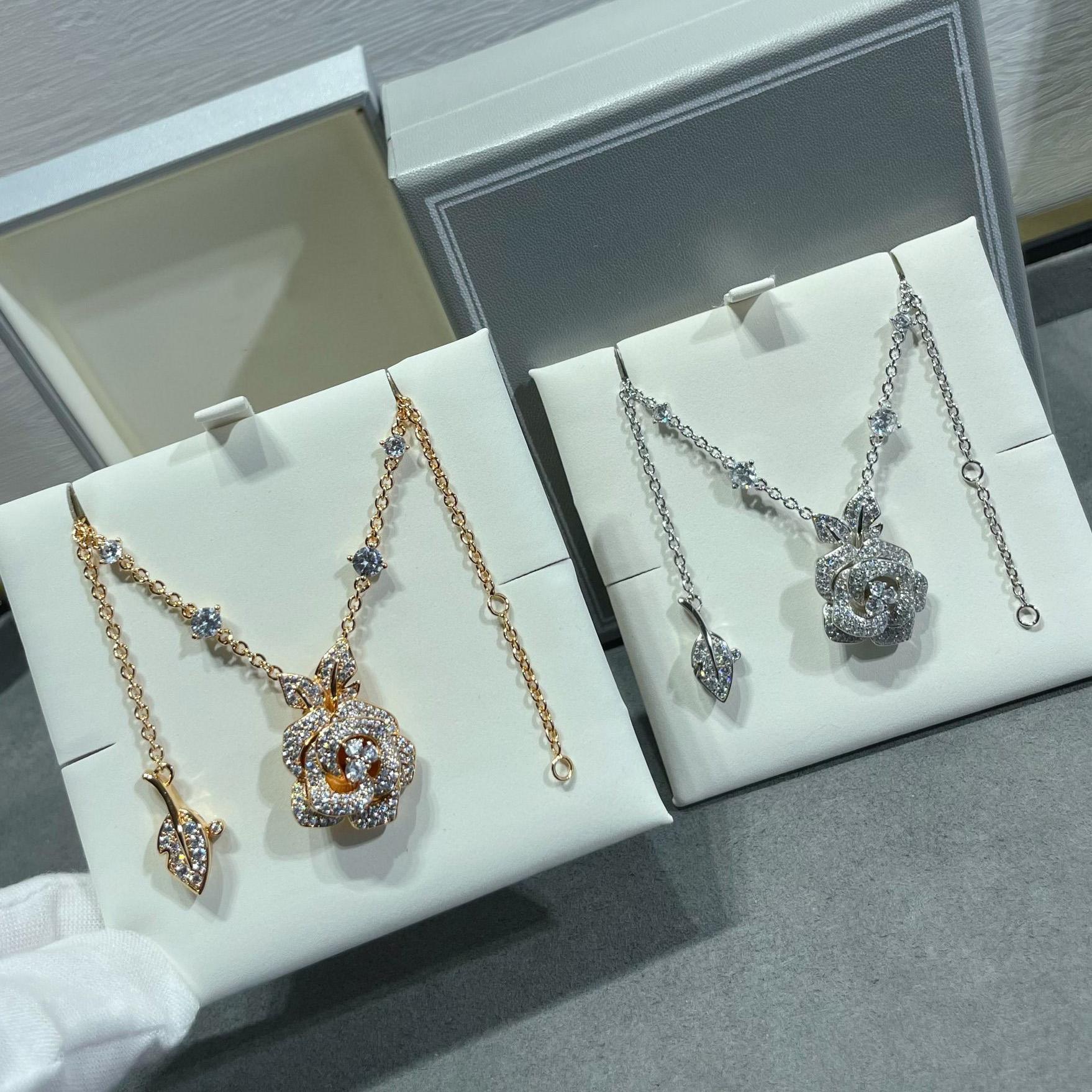 

Винтажное колье женское горячего бренда, роскошные украшения для женщин, дизайнерская подвеска, чистое серебро 925 пробы, колье с цветком из розового золота розового золота