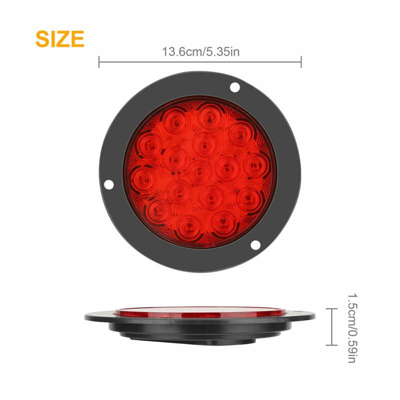 1 Pair Of 16led 4 Inch Round Tail  Lights 10-30v Ip67 Waterproof Outstanding Brightness Truck