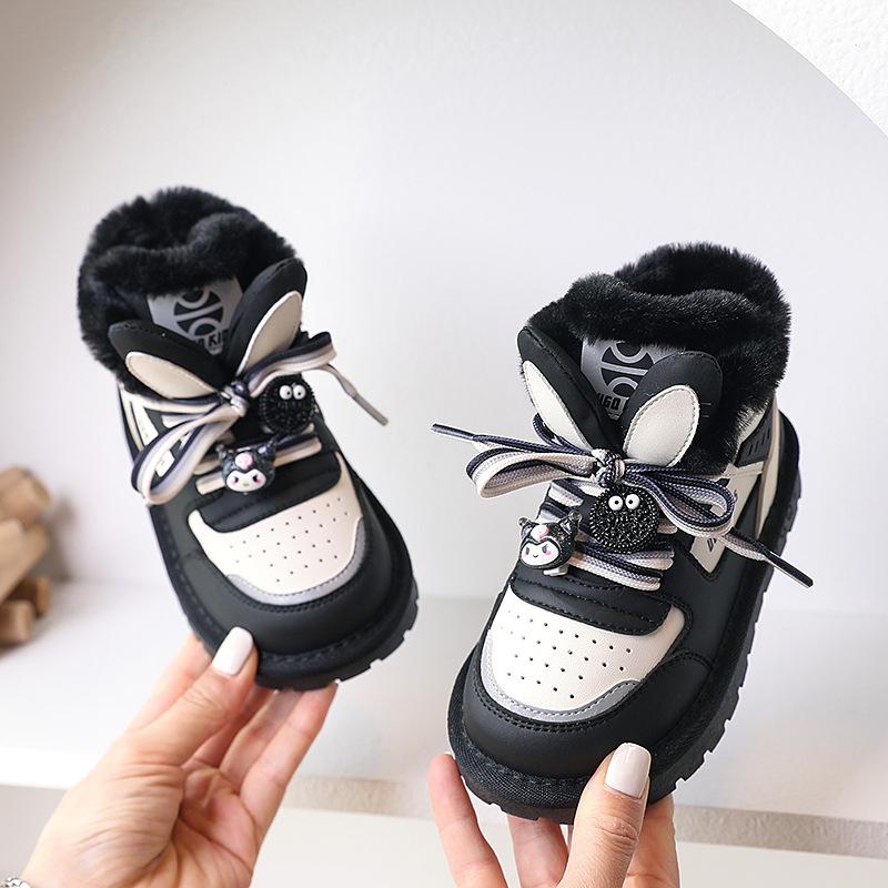Little Dark Horse Classmate Winter Cute Cartoon Rabbit Ears Children's Snow Boots Velvet Warm Boys and Girls Large Cotton Boots