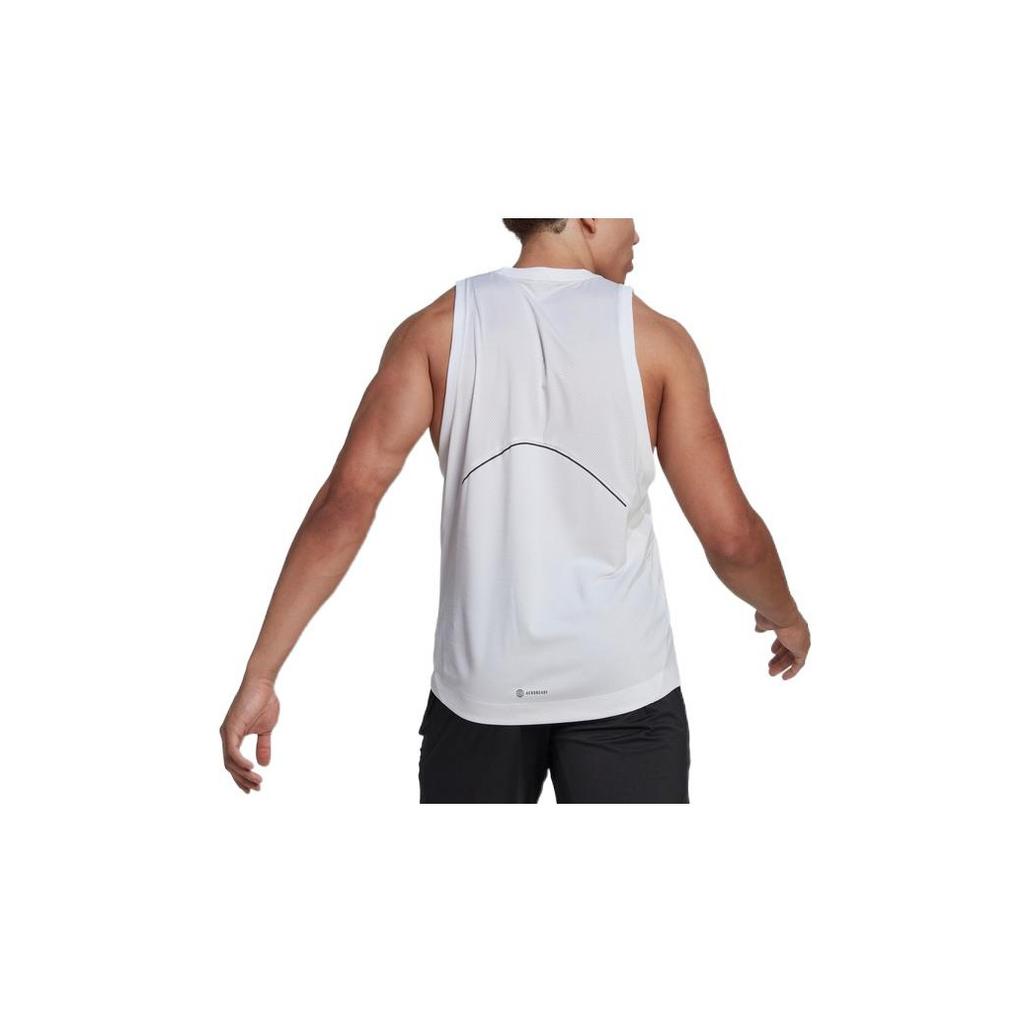 adidas Solid Color Logo Casual Sport Moisture-Wicking Athletic Tank Top Men Tops White HP1755