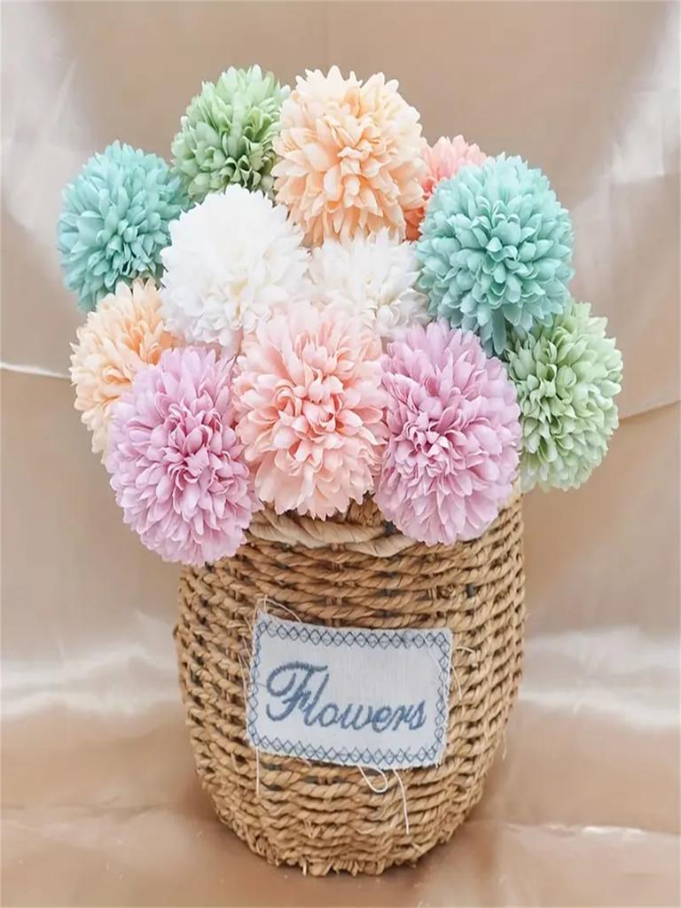 6Pcs Artificial Ball, Chrysanthemum, Embroidered Ball, Wedding Decoration, Home Vase, Decoration, Dining, Living Room, Bedroom,