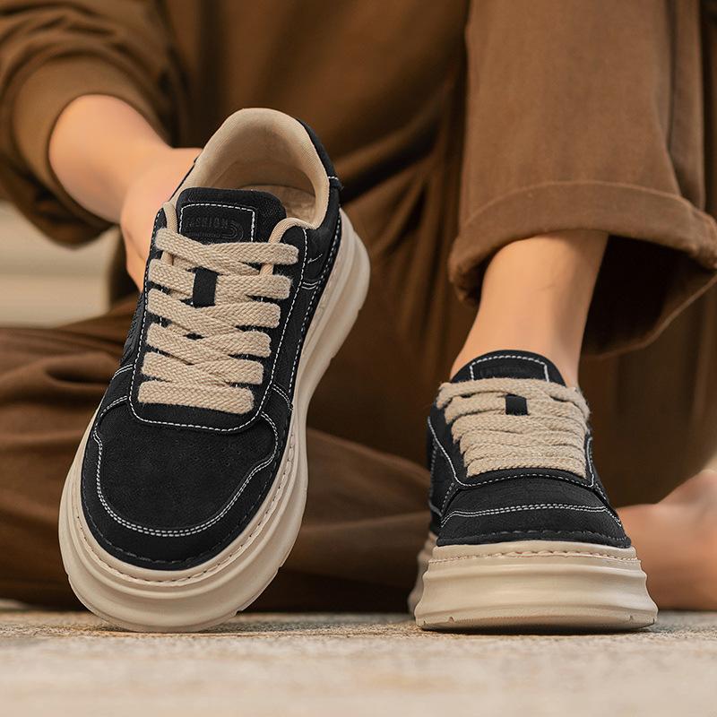 Shoes autumn new thick-soled heightening casual shoes black board shoes low-top lace-up sneakers