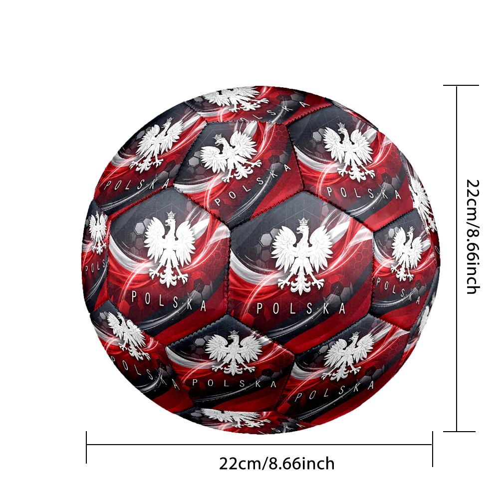 Poland Football Printed Size 5 Soccer Ball Wear Resistant Standard Adult Training Football Fan Gift for Indoor Outdoor Match Sports