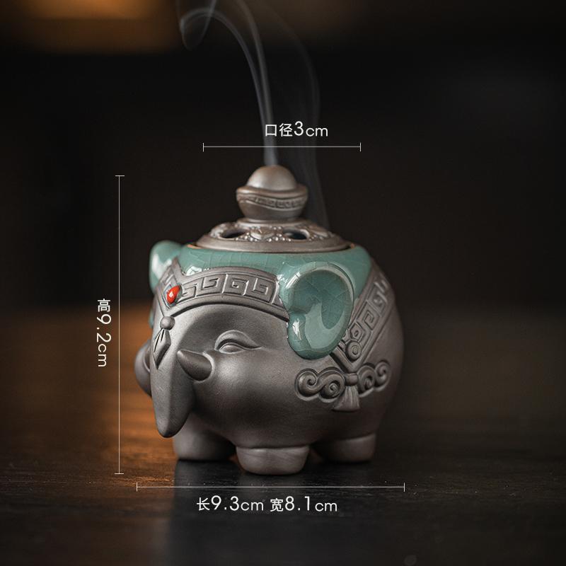 

Creative Ceramics Mini Aromatherapy Furnace, Home Indoor Zen Tea Ceremony Decorations, Elephant Shape, Small Incense Burner, 1Pc