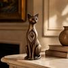 Housewarming Present Vintage Distressed Cat Figurine, Rustic Animal Statue for Desk Shelf Home Office Ornament Decor, Handcrafted Retro Style