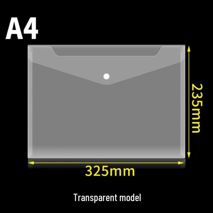 Transparent A4 Snap Button Document Bag - Customizable, Durable, Large Capacity for Test Papers & Archives New Material - Thickened/A4 Size