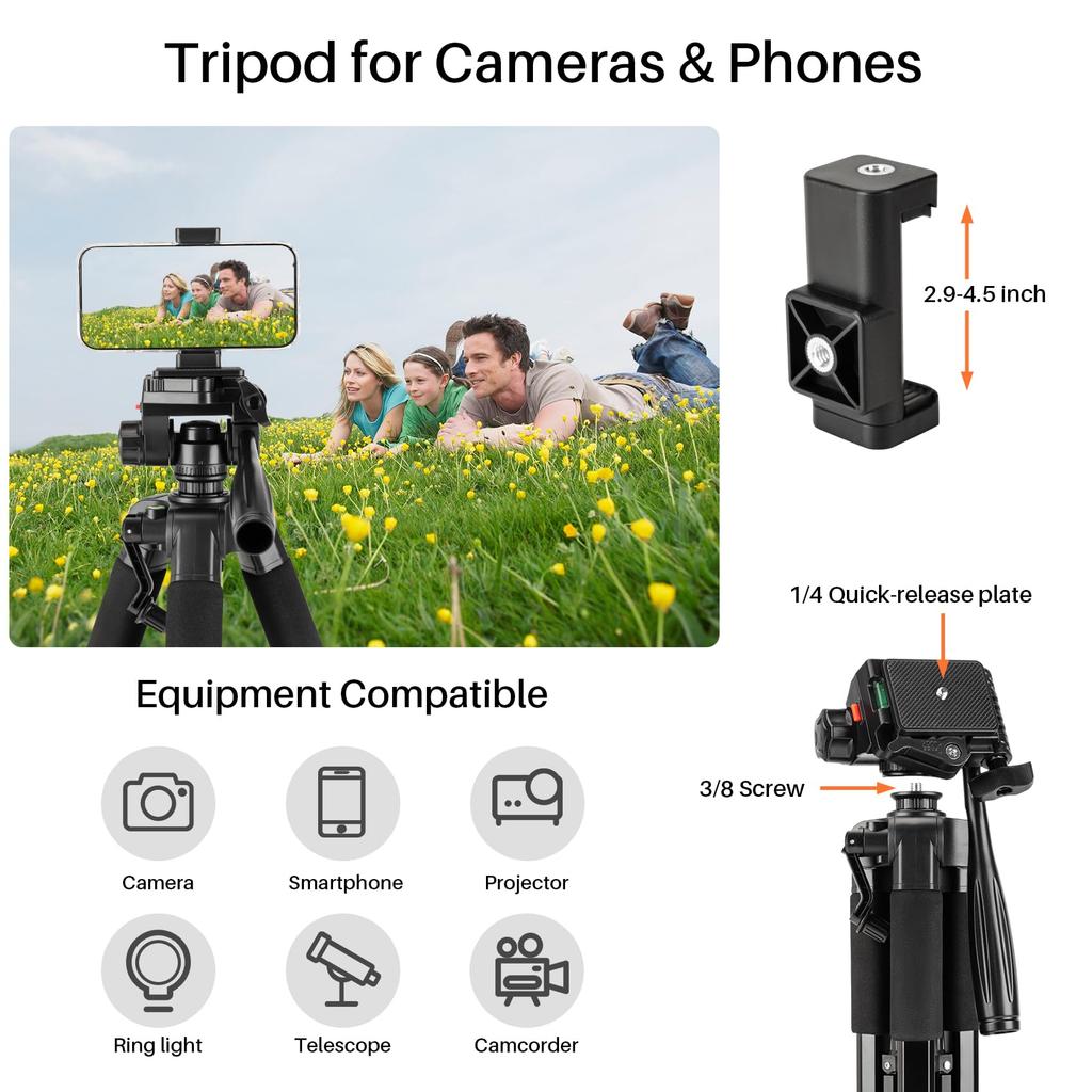 Fotopro Aluminum Alloy Tripod with 188cm Smartphone 3kg Maximum Weight Detachable Compact for Camcorders and Digital Cameras DIGI-9900 Pan-Tilt Head,