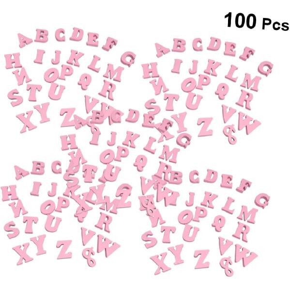 100pcs Wooden Letters Craft Wood Letters Wood Decor Wood Craft Shapes Letter Embellishments Wooden Letter Shapes Wedding Decoration Pink Crafts