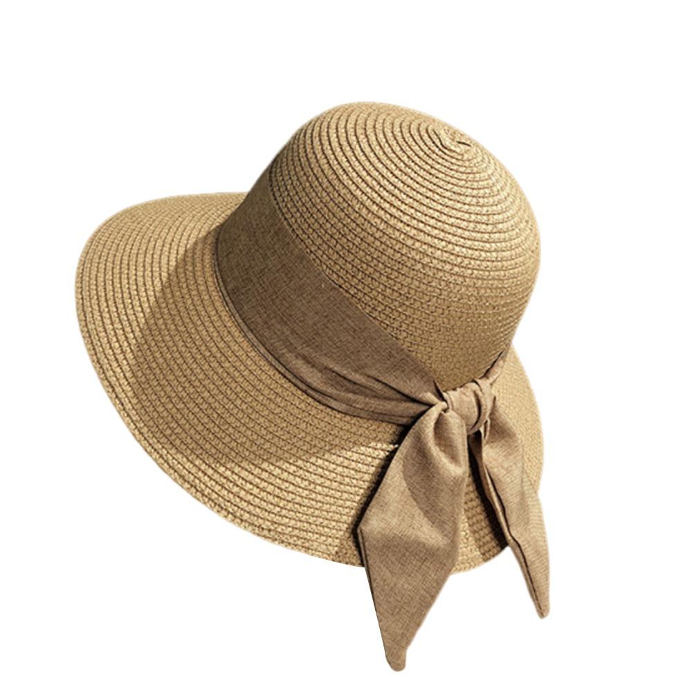 Schleifen-Strandkappe Atmungsaktiver Strohhut Modischer Sommer-Sonnenhut für Damen