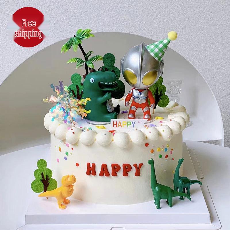 Dinosaur Superhero Cake Toppers for Boys' First Birthday Party Decorations