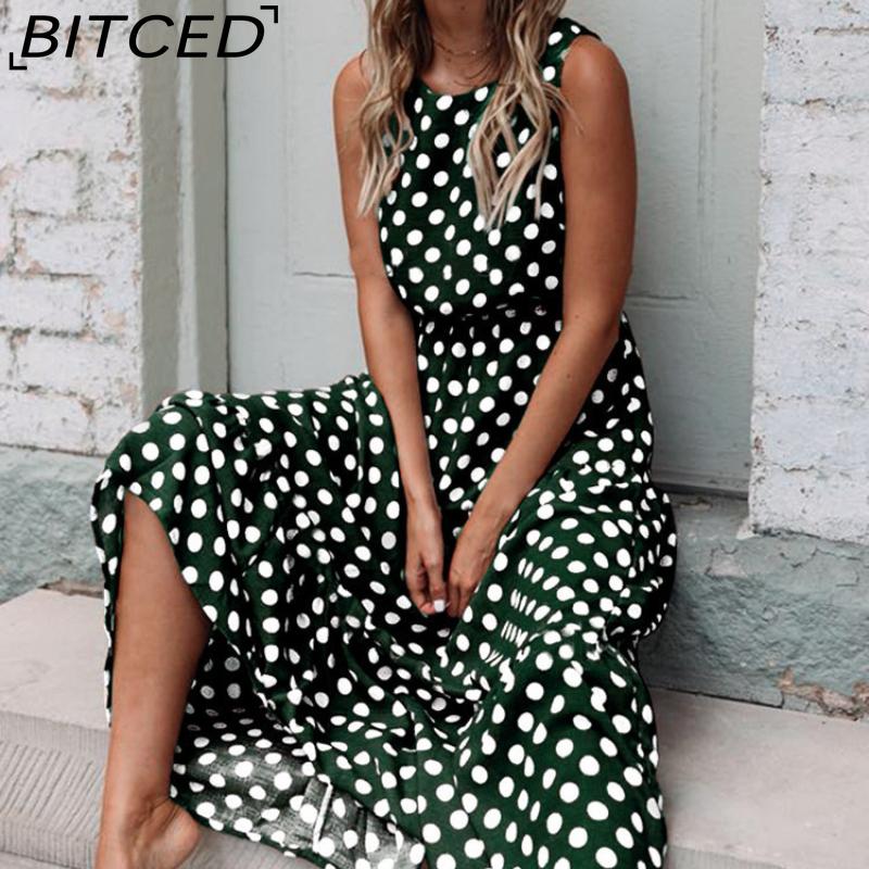 BITCED Dámská móda Léto Jaro Jednobarevný potisk Ležérní šaty bez rukávů s výstřihem do O s vysokým pasem