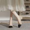 Color Matching Thick Heel Single Shoes Women's Autumn New Versatile Medium Heel Light Mouth Scoop High Heels