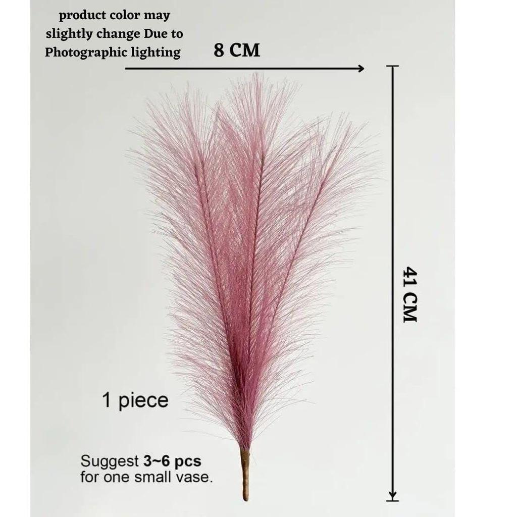 3 Pcs Faux Pampas Grass Small Fluffy Artificial Flowers Fake Flower for Home,Bedroom, Table Decoration and Craft Items Corner (Without Vase Pot)