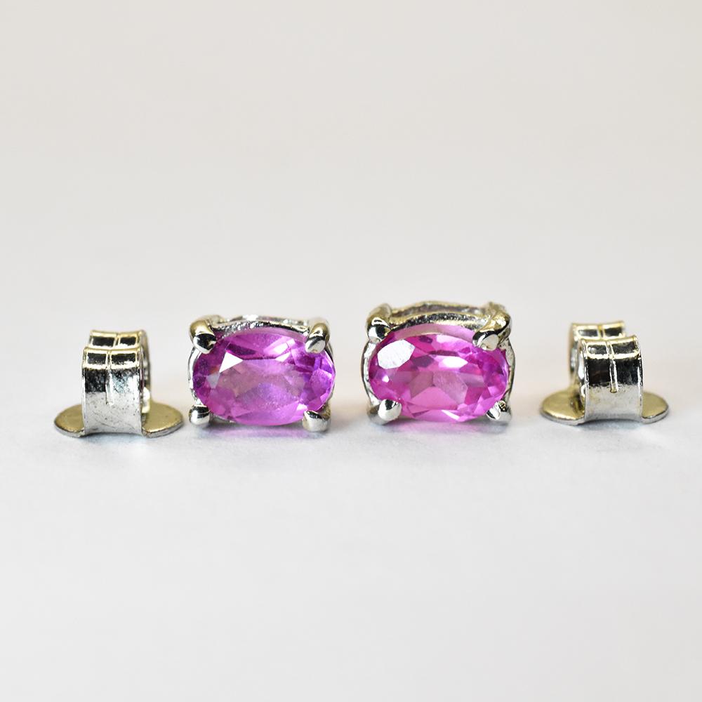 8.95 Ct Natural Pink Sapphire Oval Cut Earring 925 Sterling Silver
