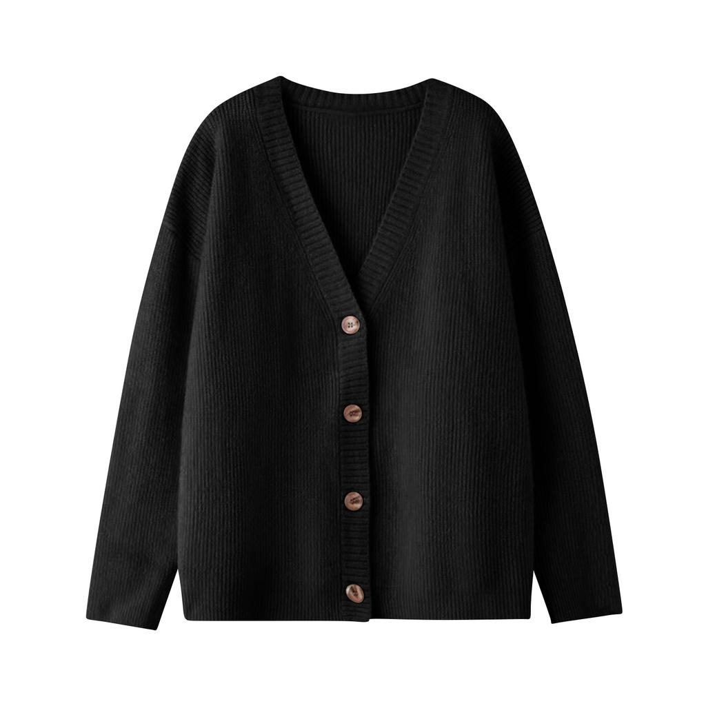 Kvinners avslappede hverdagstopper Strikket cardiganjakke