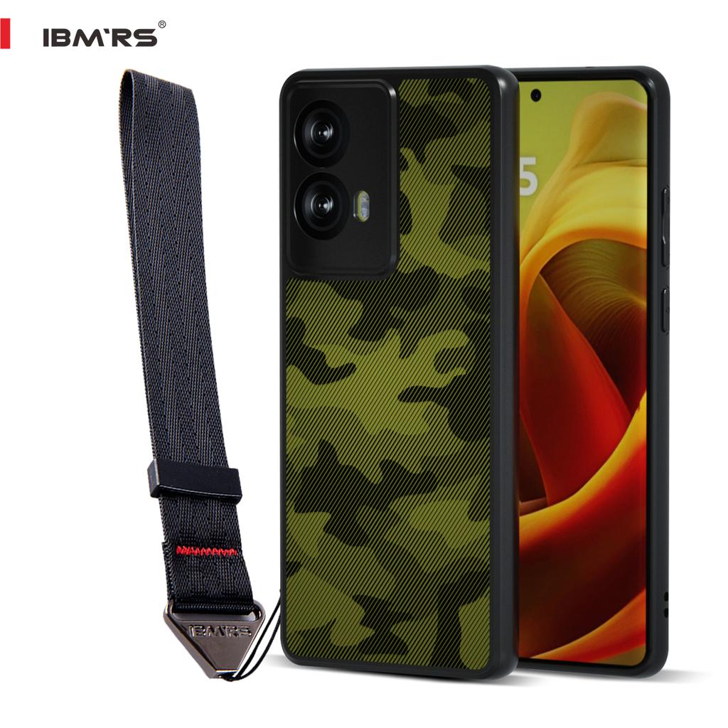 (Comes with wrist strap)IBMRS for Motorola Moto G85 Case,Anti-Fingerprint TPU Thin Phone Cases Cover Protective Shockproof (Camo Black)