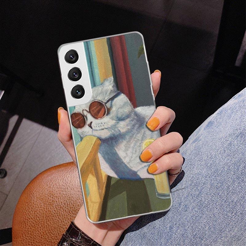 Cute Cartoon Lucky Cats Phone Case For Samsung Galaxy S24 S25 Edge S26 Ultra S23 S22 S21 Plus S20 FE + Personalized Print Cover